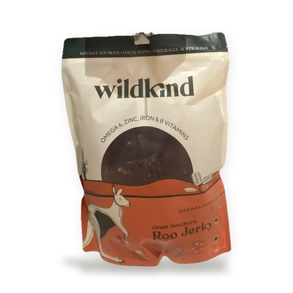 A bag of Wildkind Great Southern Roo Jerky