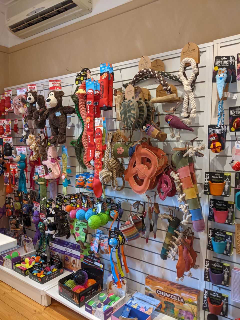 The toy wall inside For Pets Sake SA in Angaston